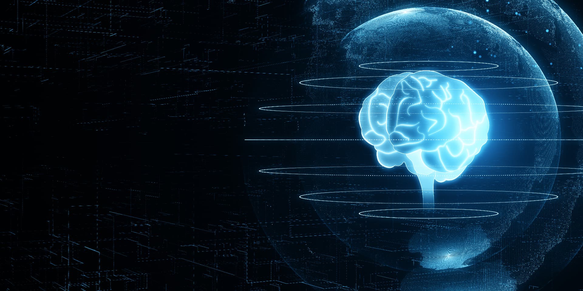 Digital brain and globe representing intelligence and connection